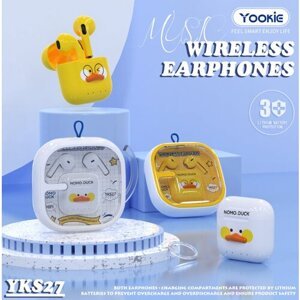 Bluetooth Slúchadlá Yookie YKS27 vzor kačka - Biele