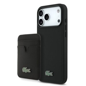 Lacoste Iconic Petit Pique MagSafe Zadní Kryt + Peněženka pro iPhone 17 Pro Max Black
