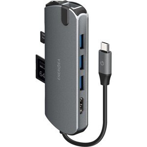 ENERGEA AluHub HD Pro 8v1 USB-C 3.1 s podporou PD a čítačkou kariet, sivý