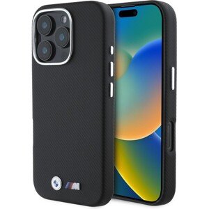BMW M PU Kevlar Metal Logo Zadný Kryt pre iPhone 16 Pro Max Black