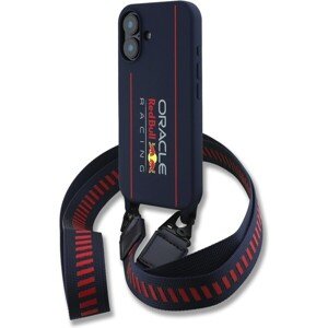 Red Bull Silicone Vertical Logo MagSafe Zadný Kryt + Crossbody Popruh pre iPhone 16 Navy