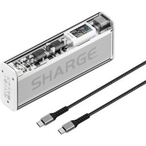 SHARGE Shargeek 140W powerbanka, 20000 mAh, LCD, strieborná