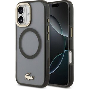 Lacoste PC/TPU Frosted Finish Gold Logo MagSafe kryt iPhone 17 čierny