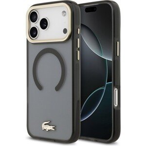 Lacoste PC/TPU Frosted Finish Gold Logo MagSafe kryt iPhone 17 Pro Max čierny