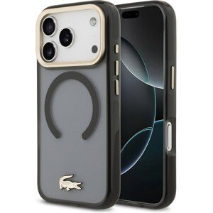 Lacoste PC/TPU Frosted Finish Gold Logo MagSafe kryt iPhone 17 Pro čierny