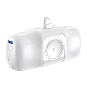 Wozinsky WF16-YLS 15W Mini powerbanka 5000mAh Lightning + USB-C + nabíjačka pre Apple Watch, biela
