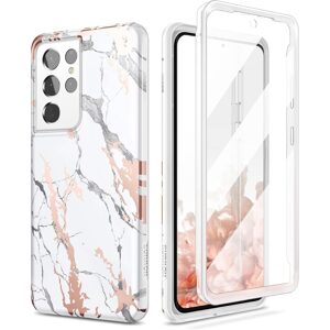 Suritch 360 Marble obal na Samsung Galaxy S21 Ultra, biely
