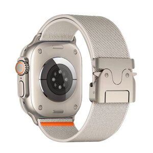 JP Luxusný nylonový remienok s prackou Parachute, Apple Watch 1 / 2 / 3 / 4 / 5 / 6 / 7 / 8 / 9 / 10 / SE (38 / 40 / 41 / 42 mm), béžový