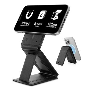 Suritch Magnetická peňaženka s lokalizátorom Find My, NFC a stojančekom, čierna