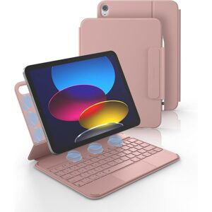 Dexnor magnetické puzdro s klávesnicou, iPad 11" 2025 (11. gen.) / iPad 10,9" 2022 (10. gen.), ružové