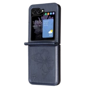 Puzdro Embossing Pattern Motýľ modré – Samsung Galaxy Z Flip 5