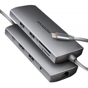 AXAGON HMC-8HLSA, USB 5Gbps hub, 3x USB-A, HDMI 4k60Hz, RJ-45 GLAN, SDmicroSD, audio, PD 100W, kábel USB-C 20cm HMC-8HLSA