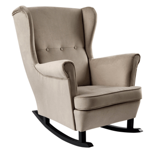 KONDELA Hojdacie kreslo ušiak, béžová/čierna, TEJA