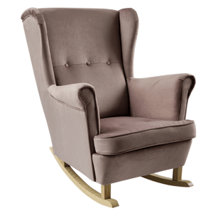 KONDELA Hojdacie kreslo ušiak, ružová/buk, TEJA