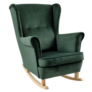 KONDELA Hojdacie kreslo ušiak, zelená/buk, TEJA