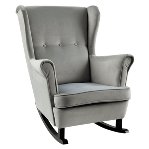 KONDELA Hojdacie kreslo ušiak, svetlosivá/čierna, TEJA