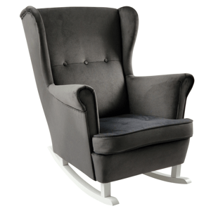 KONDELA Hojdacie kreslo ušiak, tmavosivá/biela, TEJA