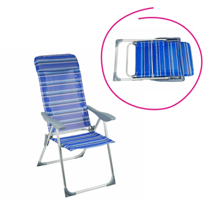 KONDELA Záhradné polohovacie kreslo, modrá/sivá, AVELAR